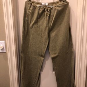 Cut Loose chartreuse green cotton knit pants.